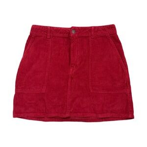 Y2K Abercrombie & Fitch Fall Red Corduroy Mini Skirt Womens Small